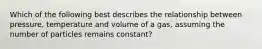 Which of the following best describes the relationship between pressure, temperature and volume of a gas, assuming the number of particles remains constant?