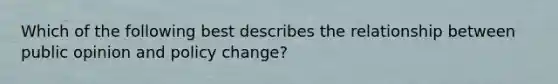 Which of the following best describes the relationship between public opinion and policy change?