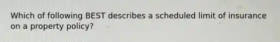 Which of following BEST describes a scheduled limit of insurance on a property policy?