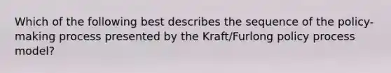 Which of the following best describes the sequence of the policy-making process presented by the Kraft/Furlong policy process model?