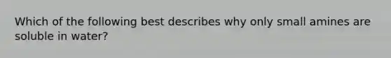 Which of the following best describes why only small amines are soluble in water?