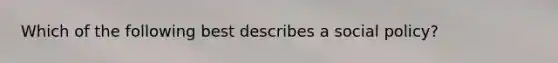 Which of the following best describes a social policy?