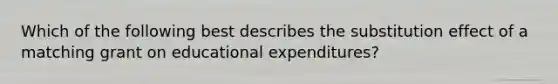 Which of the following best describes the substitution effect of a matching grant on educational expenditures?