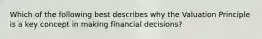 Which of the following best describes why the Valuation Principle is a key concept in making financial​ decisions?