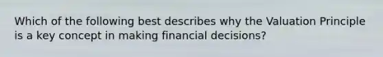 Which of the following best describes why the Valuation Principle is a key concept in making financial decisions?