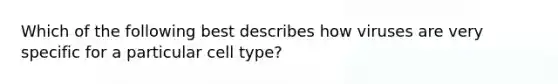 Which of the following best describes how viruses are very specific for a particular cell type?