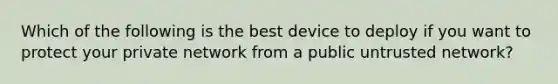 Which of the following is the best device to deploy if you want to protect your private network from a public untrusted network?