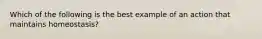 Which of the following is the best example of an action that maintains homeostasis?