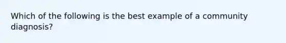 Which of the following is the best example of a community diagnosis?