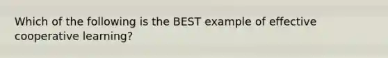 Which of the following is the BEST example of effective cooperative learning?