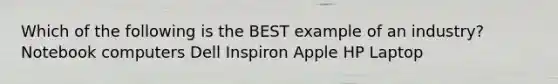 Which of the following is the BEST example of an industry? Notebook computers Dell Inspiron Apple HP Laptop