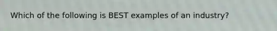 Which of the following is BEST examples of an industry?