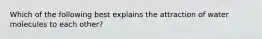 Which of the following best explains the attraction of water molecules to each other?