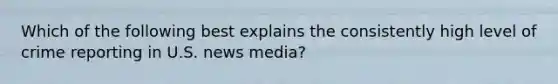 Which of the following best explains the consistently high level of crime reporting in U.S. news media?