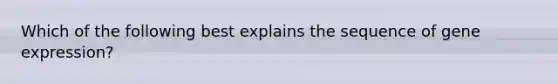 Which of the following best explains the sequence of <a href='https://www.questionai.com/knowledge/kFtiqWOIJT-gene-expression' class='anchor-knowledge'>gene expression</a>?