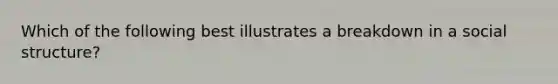 Which of the following best illustrates a breakdown in a social structure?