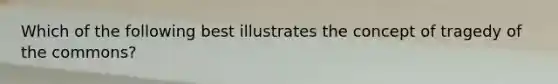 Which of the following best illustrates the concept of tragedy of the commons?