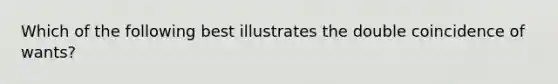 Which of the following best illustrates the double coincidence of wants?