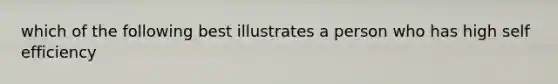 which of the following best illustrates a person who has high self efficiency