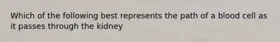 Which of the following best represents the path of a blood cell as it passes through the kidney