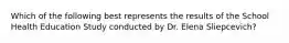 Which of the following best represents the results of the School Health Education Study conducted by Dr. Elena Sliepcevich?