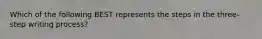 Which of the following BEST represents the steps in the​ three-step writing​ process?