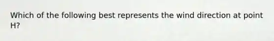 Which of the following best represents the wind direction at point H?