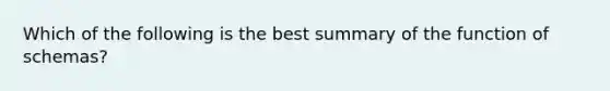 Which of the following is the best summary of the function of schemas?