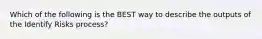 Which of the following is the BEST way to describe the outputs of the Identify Risks process?