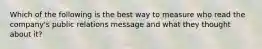 Which of the following is the best way to measure who read the company's public relations message and what they thought about it?