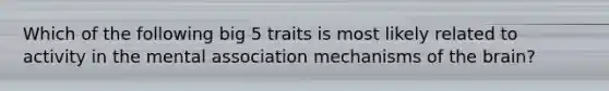 Which of the following big 5 traits is most likely related to activity in the mental association mechanisms of the brain?