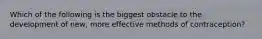 Which of the following is the biggest obstacle to the development of new, more effective methods of contraception?