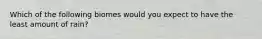 Which of the following biomes would you expect to have the least amount of rain?