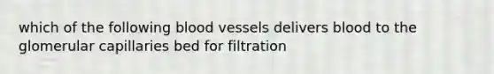 which of the following <a href='https://www.questionai.com/knowledge/kZJ3mNKN7P-blood-vessels' class='anchor-knowledge'>blood vessels</a> delivers blood to the glomerular capillaries bed for filtration