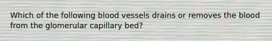 Which of the following blood vessels drains or removes the blood from the glomerular capillary bed?