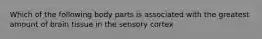 Which of the following body parts is associated with the greatest amount of brain tissue in the sensory cortex