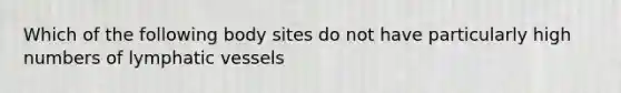 Which of the following body sites do not have particularly high numbers of <a href='https://www.questionai.com/knowledge/ki6sUebkzn-lymphatic-vessels' class='anchor-knowledge'>lymphatic vessels</a>