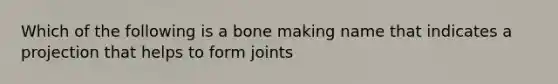 Which of the following is a bone making name that indicates a projection that helps to form joints