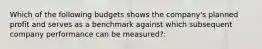 Which of the following budgets shows the company's planned profit and serves as a benchmark against which subsequent company performance can be measured?: