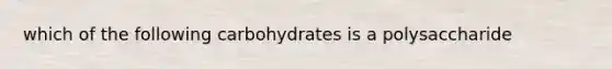 which of the following carbohydrates is a polysaccharide