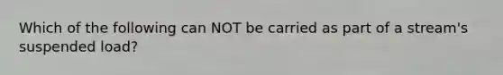 Which of the following can NOT be carried as part of a stream's suspended load?