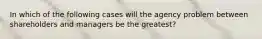 In which of the following cases will the agency problem between shareholders and managers be the greatest?