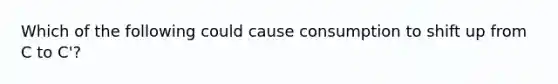 Which of the following could cause consumption to shift up from C to C'?