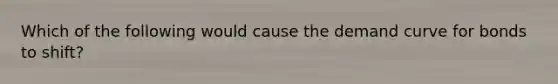Which of the following would cause the demand curve for bonds to shift?