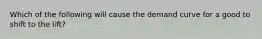 Which of the following will cause the demand curve for a good to shift to the lift?