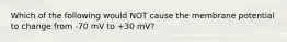 Which of the following would NOT cause the membrane potential to change from -70 mV to +30 mV?