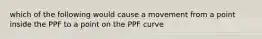 which of the following would cause a movement from a point inside the PPF to a point on the PPF curve