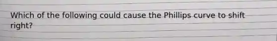 Which of the following could cause the Phillips curve to shift right?