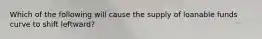 Which of the following will cause the supply of loanable funds curve to shift leftward?