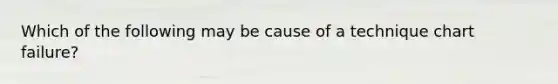 Which of the following may be cause of a technique chart failure?